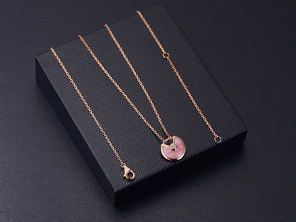 [Charm Aries Jewelry]AMULETTE ROSE GOLD PINK MOP NECKLACE