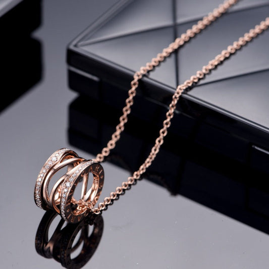 [Charm Aries Jewelry]ZERO 1 PINK GOLD DIAMOND OPEN NECKLACE