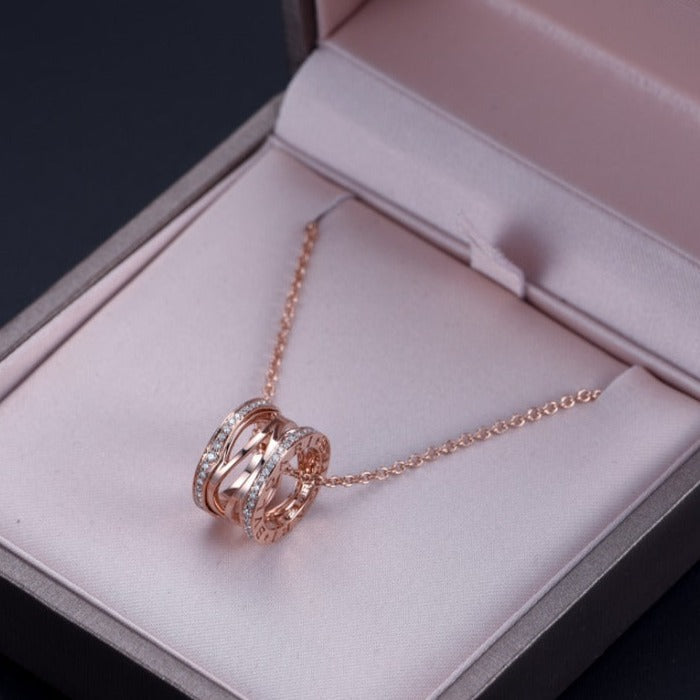 [Charm Aries Jewelry]ZERO 1 PINK GOLD DIAMOND OPEN NECKLACE