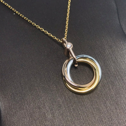 [Charm Aries Jewelry]TRINITY SILVER GOLD PINK GOLD NECKLACE
