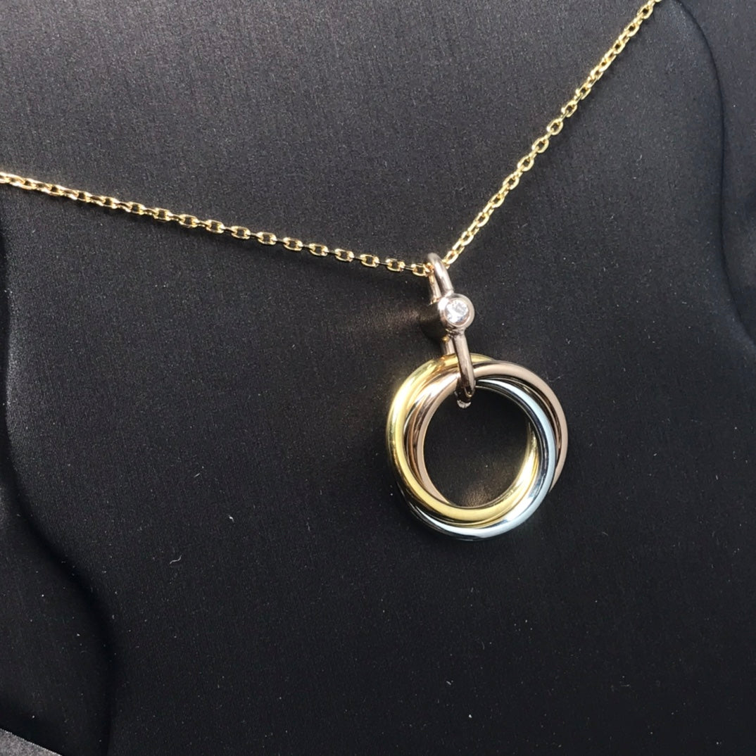 [Charm Aries Jewelry]TRINITY SILVER GOLD PINK GOLD NECKLACE