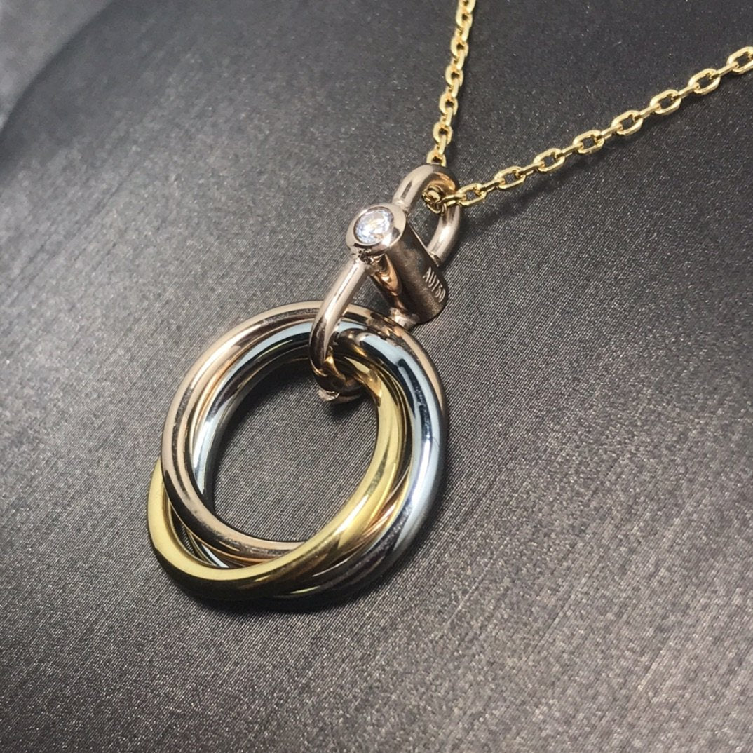 [Charm Aries Jewelry]TRINITY SILVER GOLD PINK GOLD NECKLACE