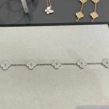 [Charm Aries Jewelry]CLOVER 5 MOTIFS  DIAMOND BRACELET SILVER