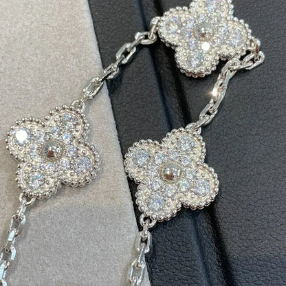 [Charm Aries Jewelry]CLOVER 5 MOTIFS  DIAMOND BRACELET SILVER