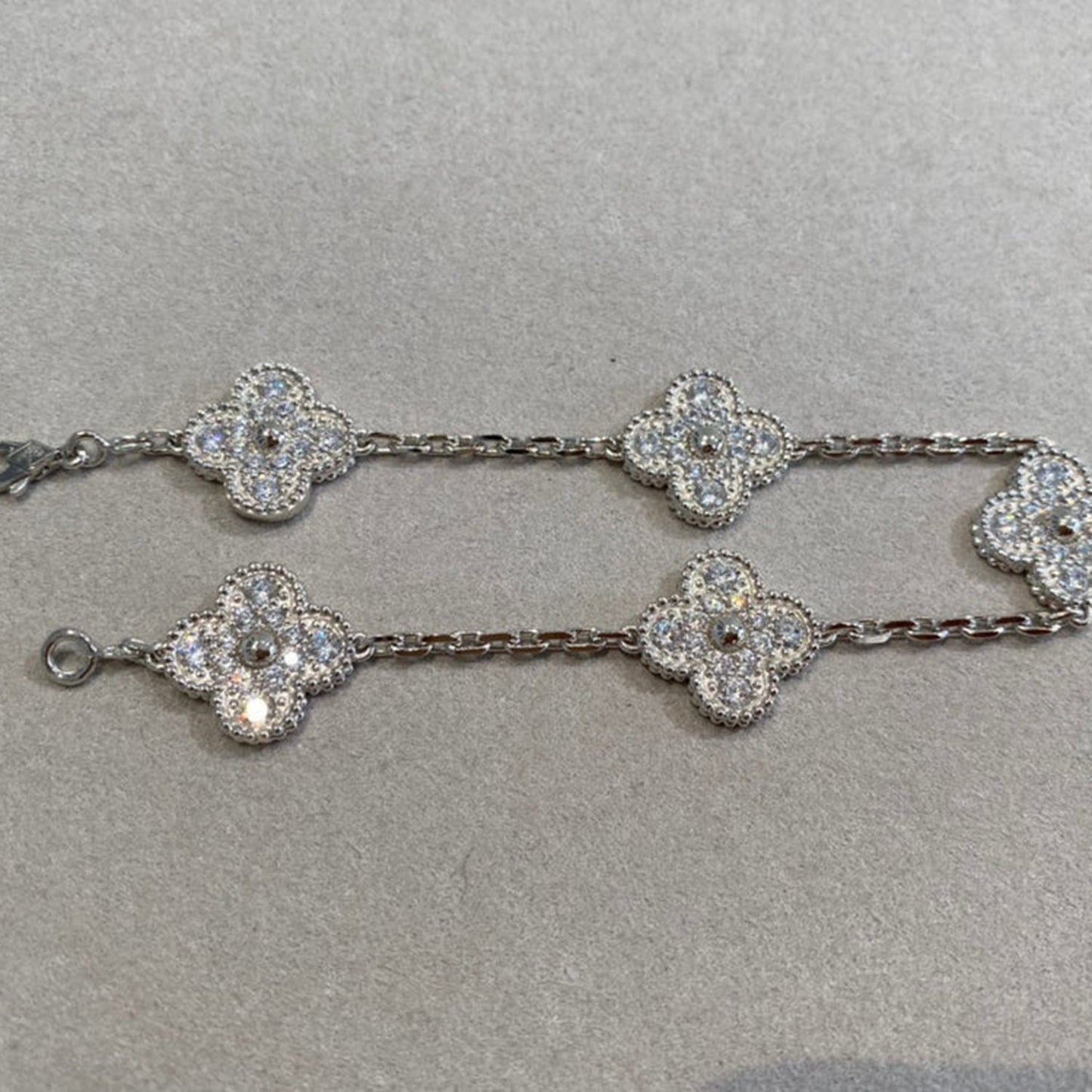 [Charm Aries Jewelry]CLOVER 5 MOTIFS  DIAMOND BRACELET SILVER