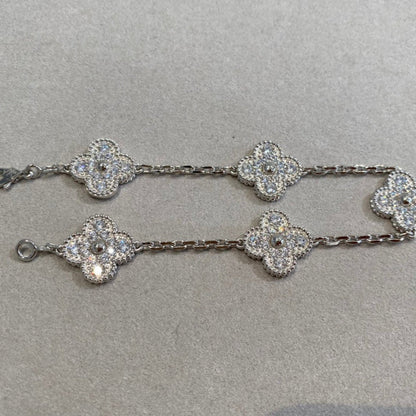 [Charm Aries Jewelry]CLOVER 5 MOTIFS  DIAMOND BRACELET SILVER
