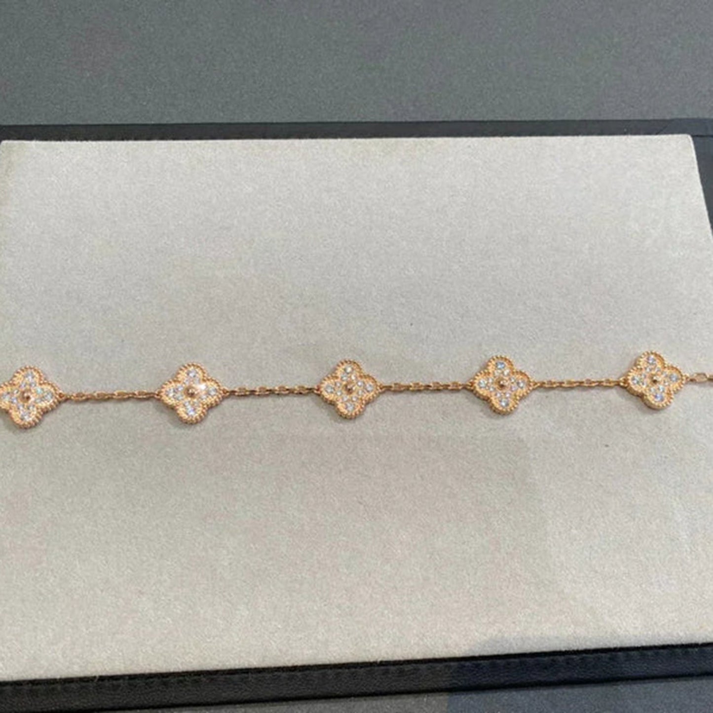 [Charm Aries Jewelry]CLOVER 5 MOTIFS  FULL DIAMOND BRACELET