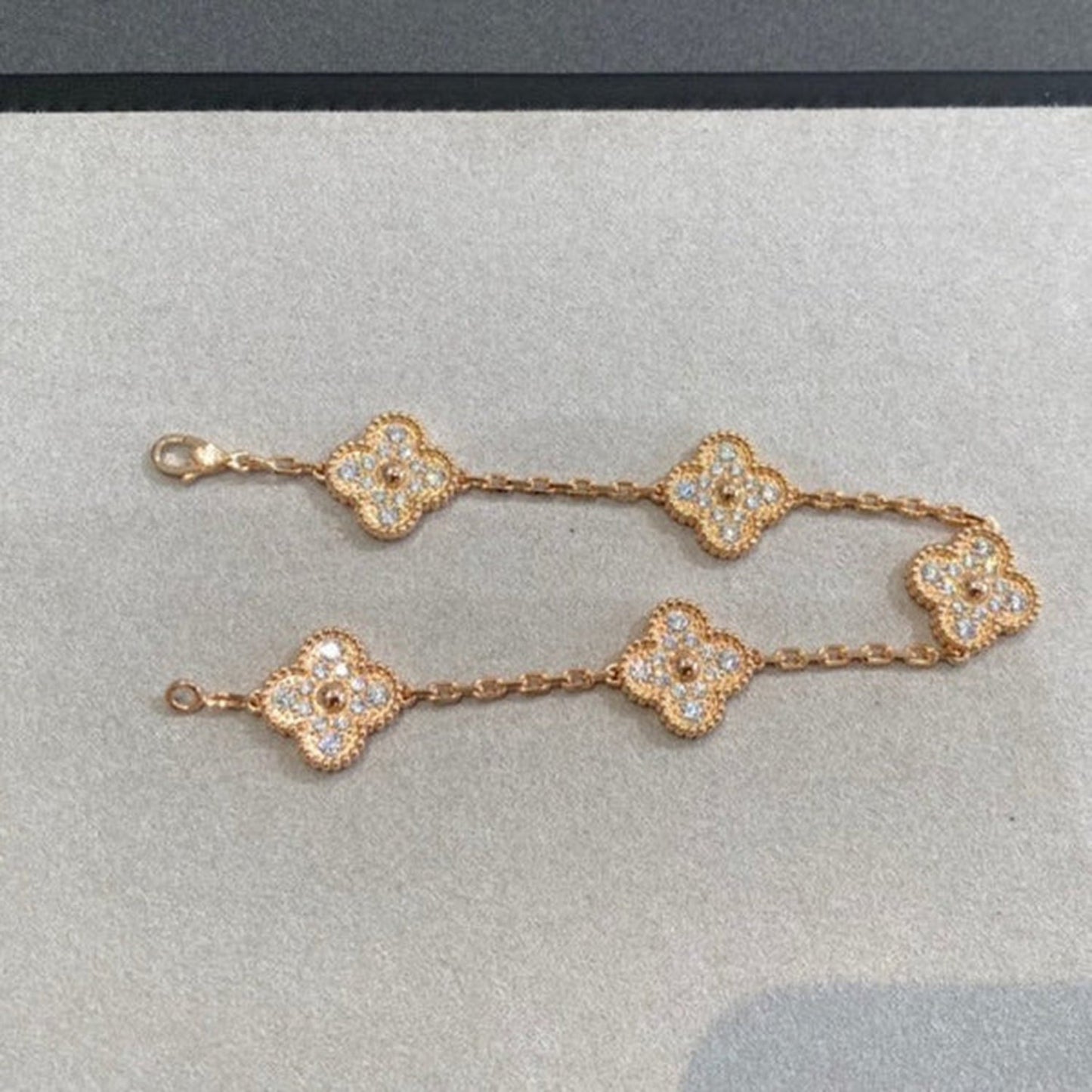 [Charm Aries Jewelry]CLOVER 5 MOTIFS  FULL DIAMOND BRACELET