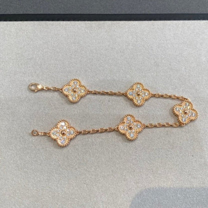 [Charm Aries Jewelry]CLOVER 5 MOTIFS  FULL DIAMOND BRACELET