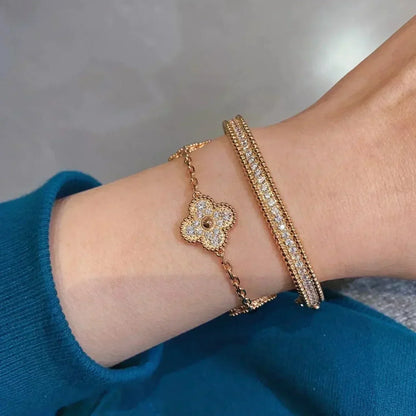 [Charm Aries Jewelry]CLOVER 5 MOTIFS  FULL DIAMOND BRACELET