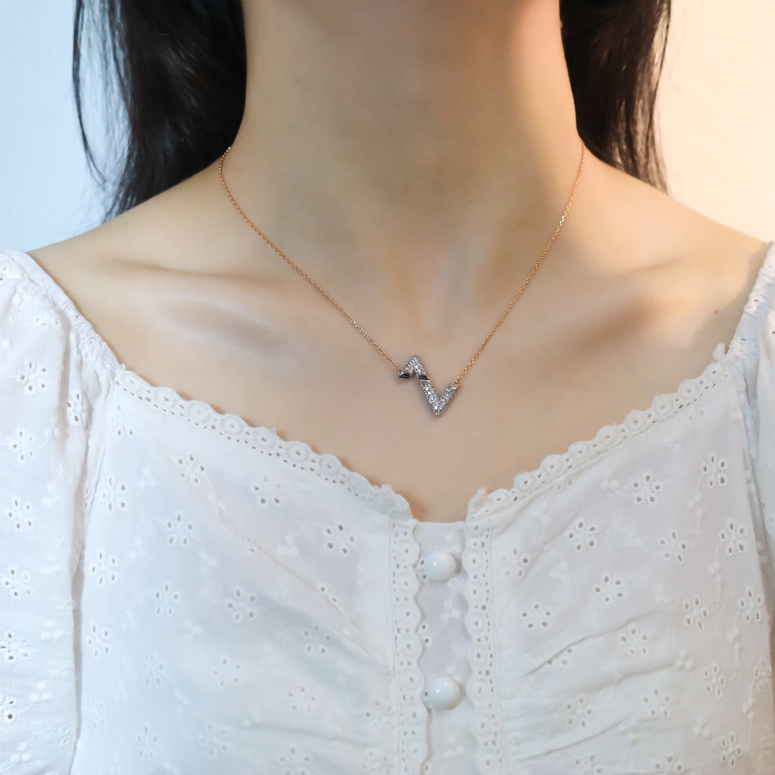 [Charm Aries Jewelry]VOLT SILVER DIAMOND PEDANT NECKLACE