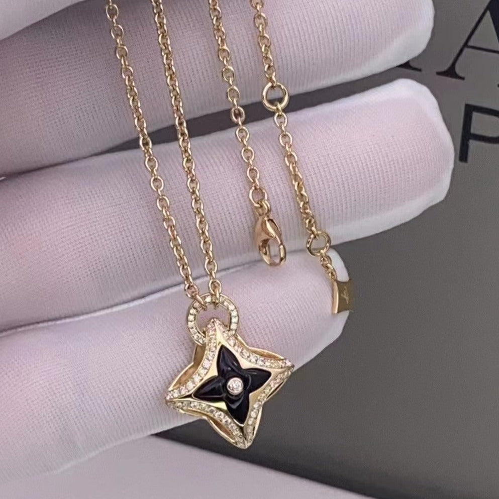 [Charm Aries Jewelry]STAR PEDANT PINK GOLD DIAMOND NECKLACE