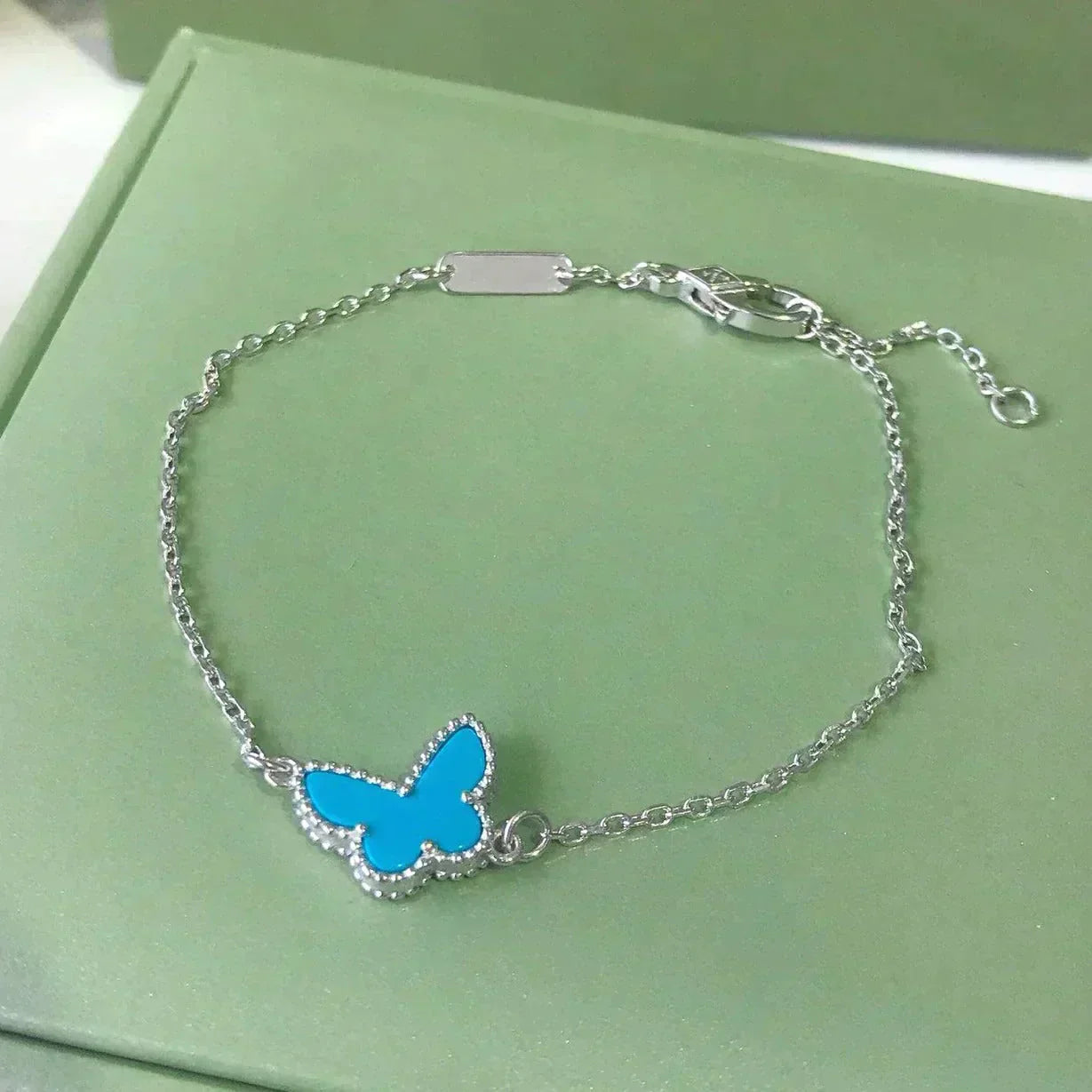 [Charm Aries Jewelry]BUTTERFLY TURQUOISE BUTTERFLY BRACELET SILVER