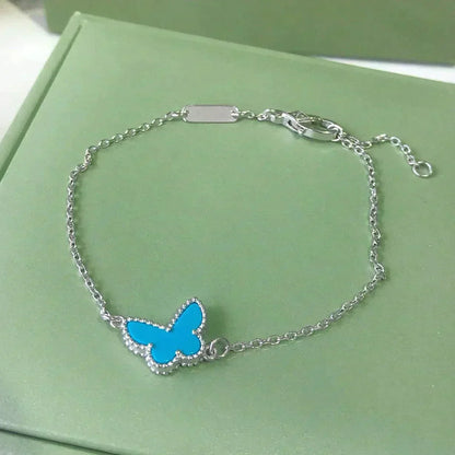 [Charm Aries Jewelry]BUTTERFLY TURQUOISE BUTTERFLY BRACELET SILVER