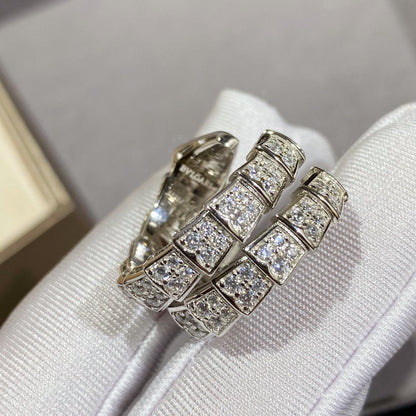 [Charm Aries Jewelry]SERPENTI DOUBLE RING SILVER DIAMOND PAVED