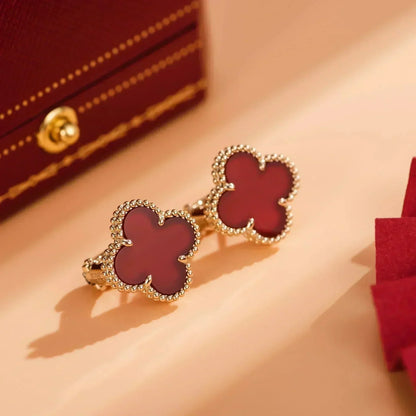 [Charm Aries Jewelry]CLOVER MEDIUM 1 MOTIFS CARNELIAN  EARRINGS
