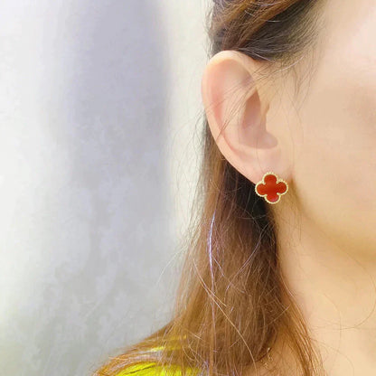 [Charm Aries Jewelry]CLOVER MEDIUM 1 MOTIFS CARNELIAN  EARRINGS