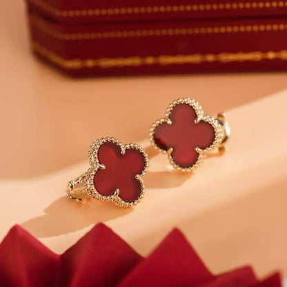 [Charm Aries Jewelry]CLOVER MEDIUM 1 MOTIFS CARNELIAN  EARRINGS