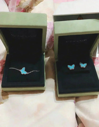 [Charm Aries Jewelry]BUTTERFLY TURQUOISE EARRINGS SILVER