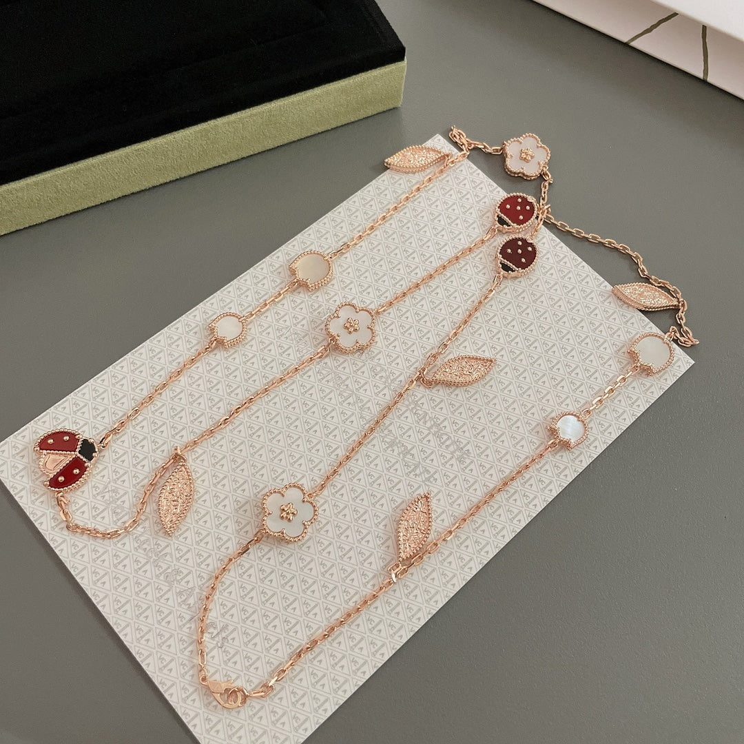 [Charm Aries Jewelry]LUCKY SPRING 15 MOTIFS ROSE GOLD NECKLACE