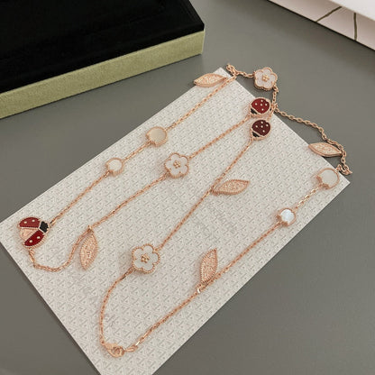 [Charm Aries Jewelry]LUCKY SPRING 15 MOTIFS ROSE GOLD NECKLACE