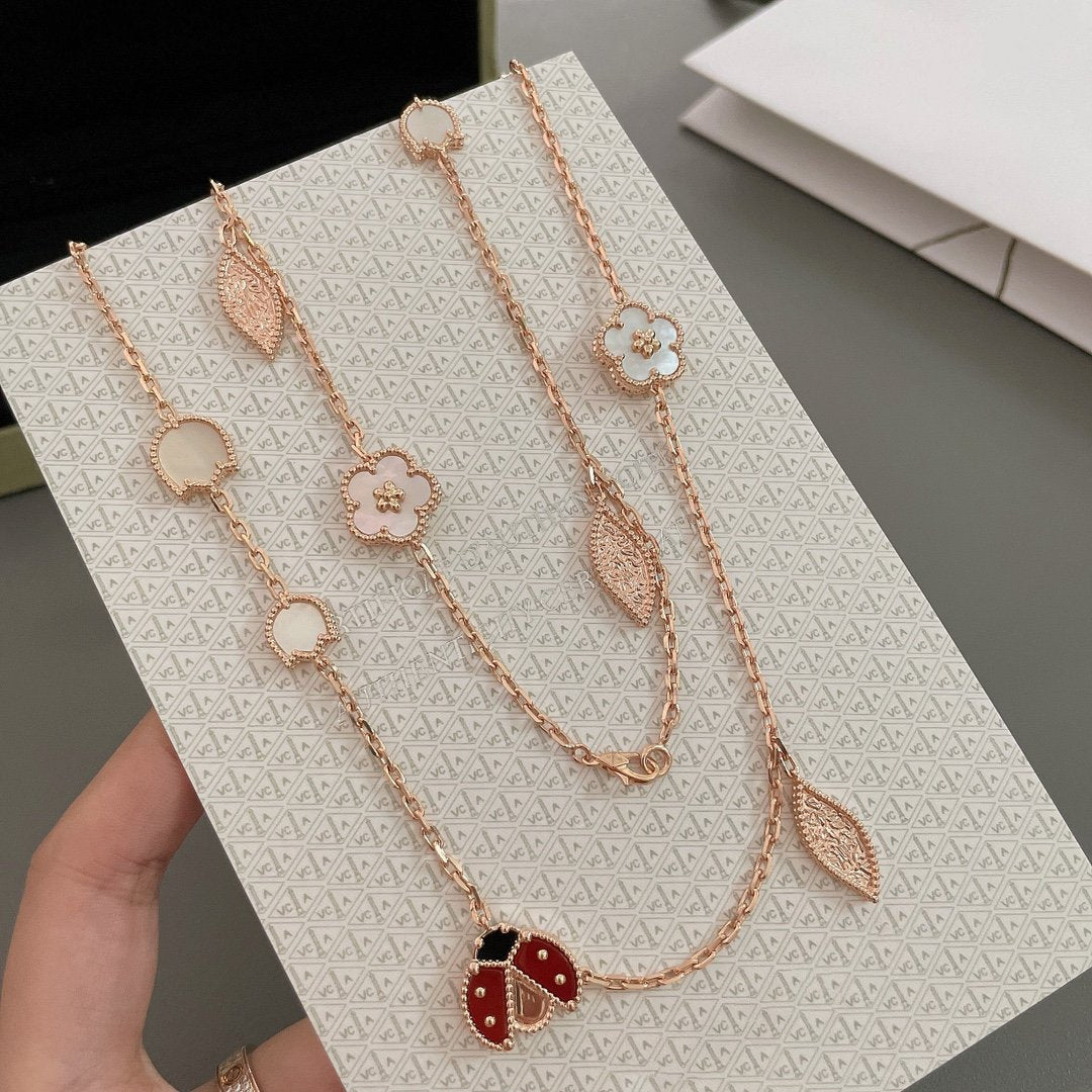 [Charm Aries Jewelry]LUCKY SPRING 15 MOTIFS ROSE GOLD NECKLACE