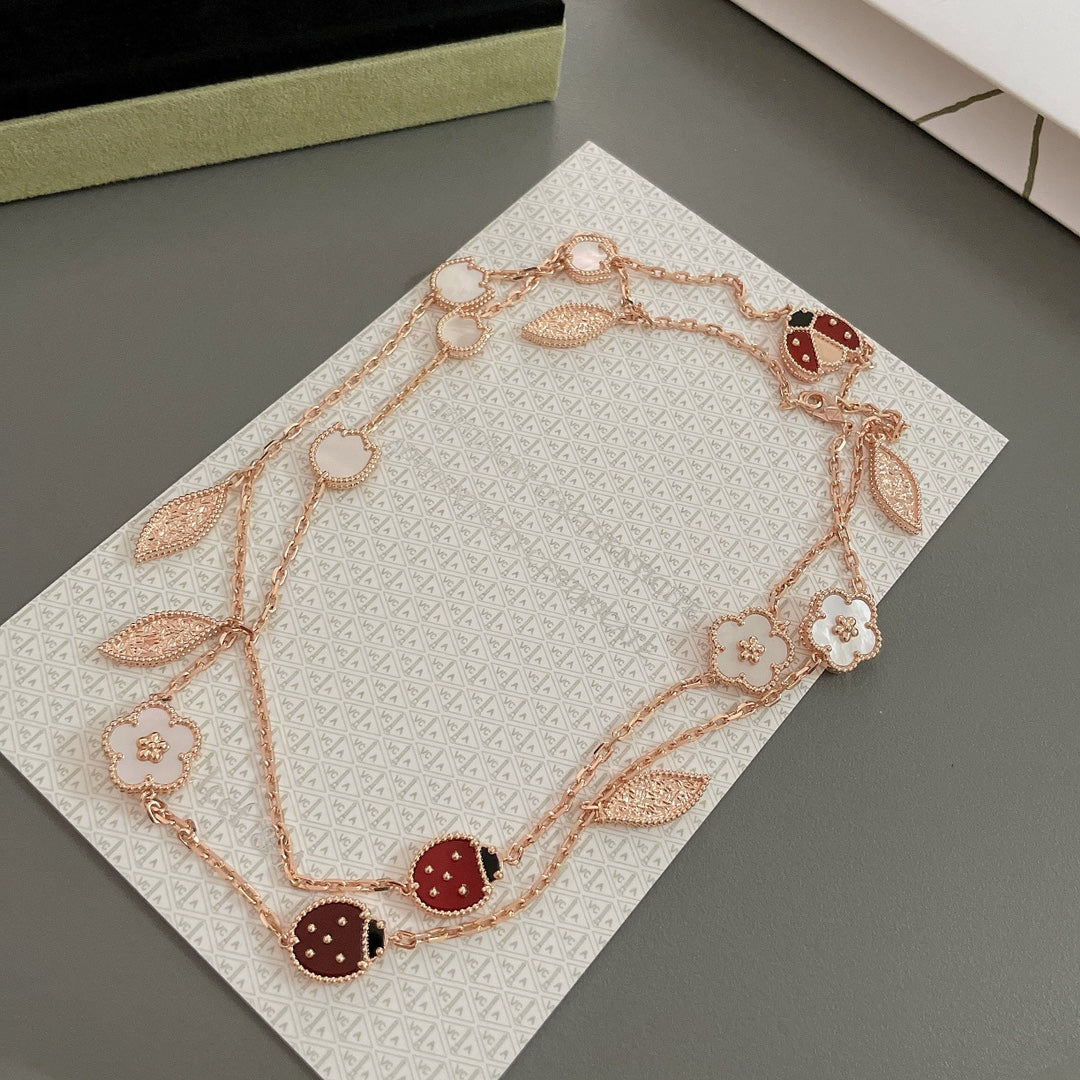 [Charm Aries Jewelry]LUCKY SPRING 15 MOTIFS ROSE GOLD NECKLACE