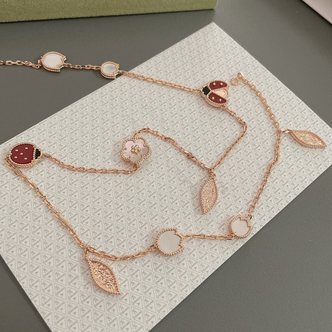 [Charm Aries Jewelry]LUCKY SPRING 15 MOTIFS ROSE GOLD NECKLACE