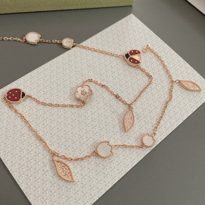 [Charm Aries Jewelry]LUCKY SPRING 15 MOTIFS ROSE GOLD NECKLACE