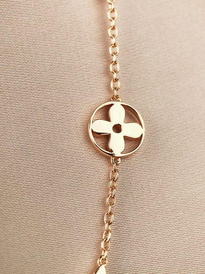 [Charm Aries Jewelry]STAR AND SUN 7 MOTIFS GOLD BRACELET