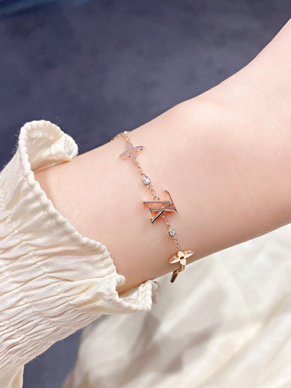 [Charm Aries Jewelry]STAR AND SUN 7 MOTIFS GOLD BRACELET