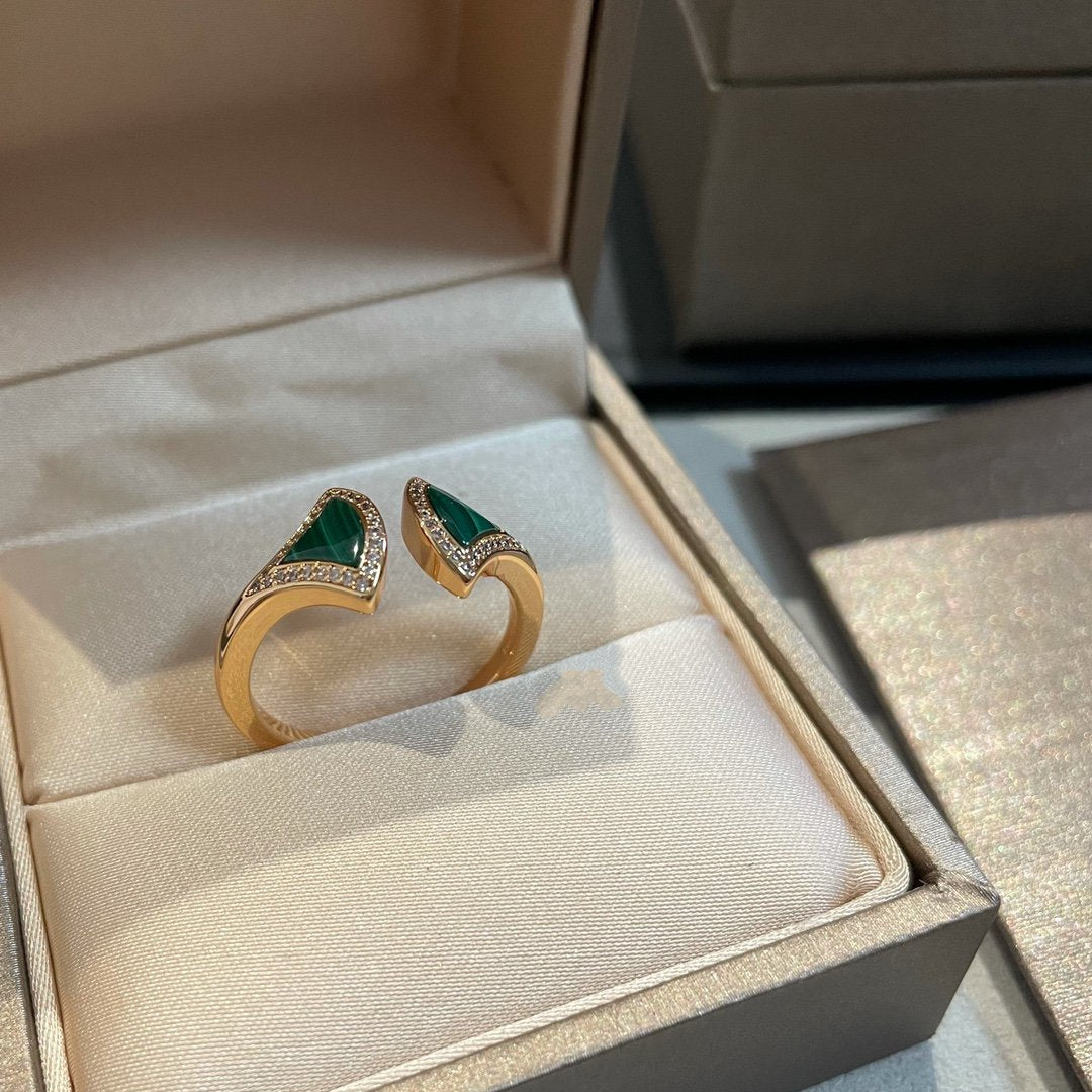 [Charm Aries Jewelry]DREAM MALACHITE DIAMOND OPEN RING