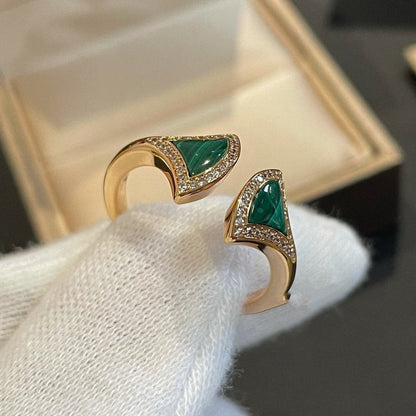 [Charm Aries Jewelry]DREAM MALACHITE DIAMOND OPEN RING