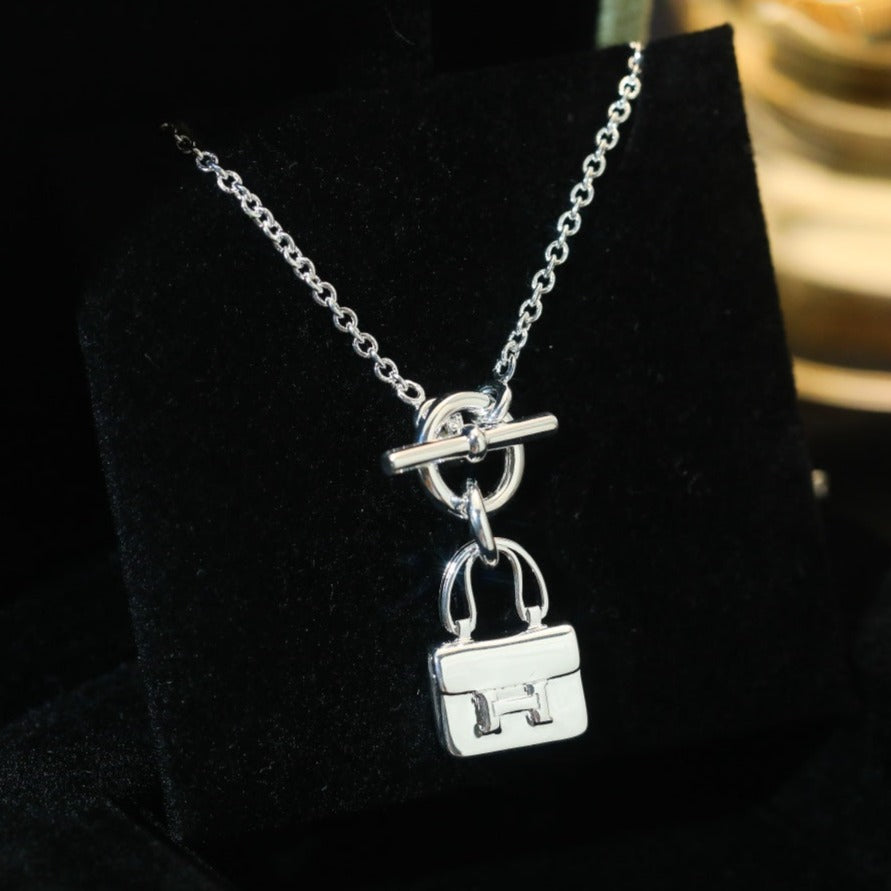 [Charm Aries Jewelry]POP H PEDANT SILVER NECKLACE