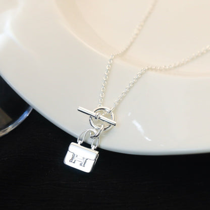 [Charm Aries Jewelry]POP H PEDANT SILVER NECKLACE