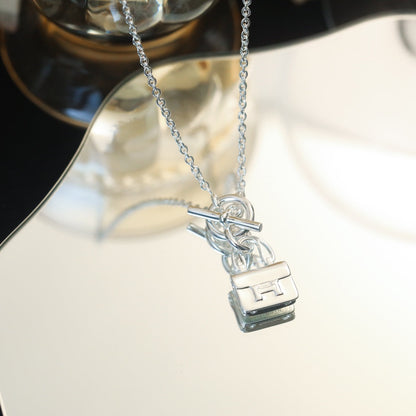 [Charm Aries Jewelry]POP H PEDANT SILVER NECKLACE