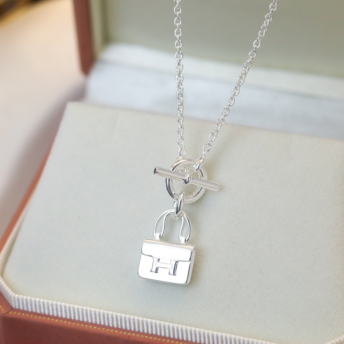 [Charm Aries Jewelry]POP H PEDANT SILVER NECKLACE