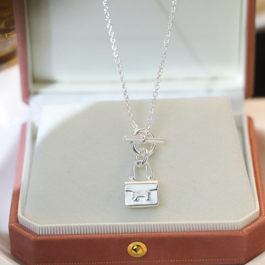 [Charm Aries Jewelry]POP H PEDANT SILVER NECKLACE