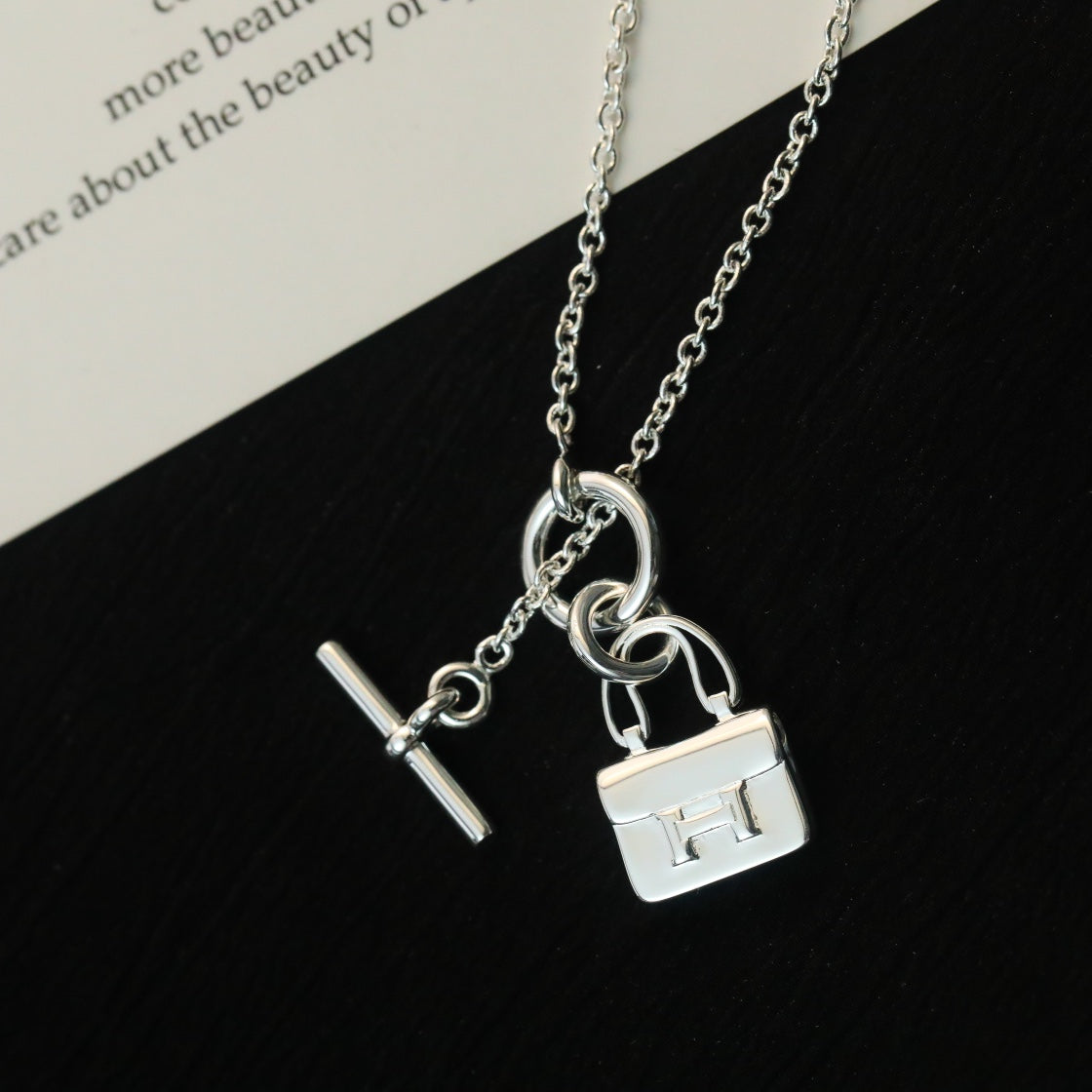 [Charm Aries Jewelry]POP H PEDANT SILVER NECKLACE