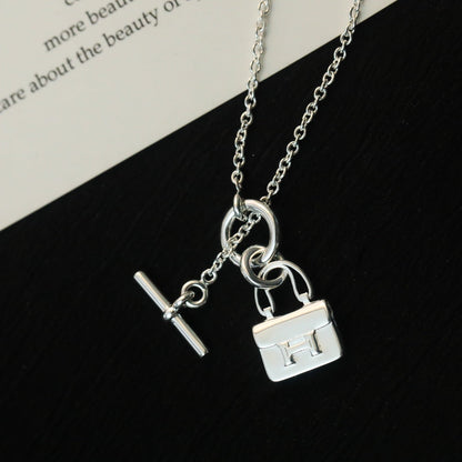 [Charm Aries Jewelry]POP H PEDANT SILVER NECKLACE