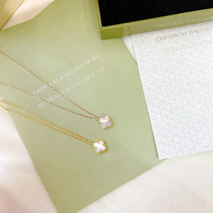 [Charm Aries Jewelry]CLOVER MINI 9.5MM WHITE MOTHER-OF-PEARL NECKLACE