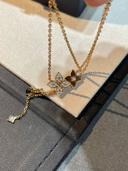 [Charm Aries Jewelry]STAR BLOSSOM NECKLACE PINK GOLD DIAMONDS