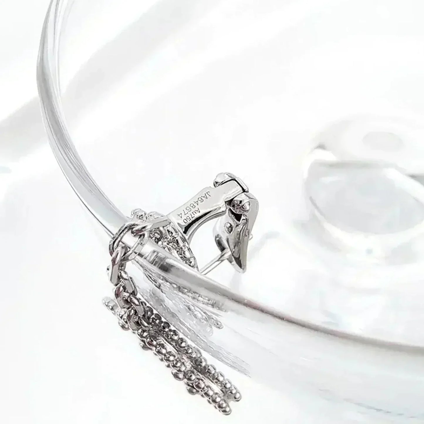 [Charm Aries Jewelry]CLOVER 2 MOTIFS  DIAMOND ONYX EARRINGS SILVER