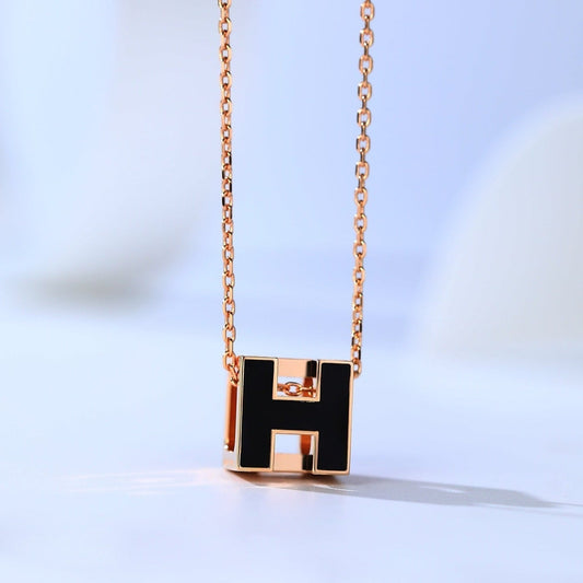 [Charm Aries Jewelry]H CAGE PINK GOLD NECKLACE