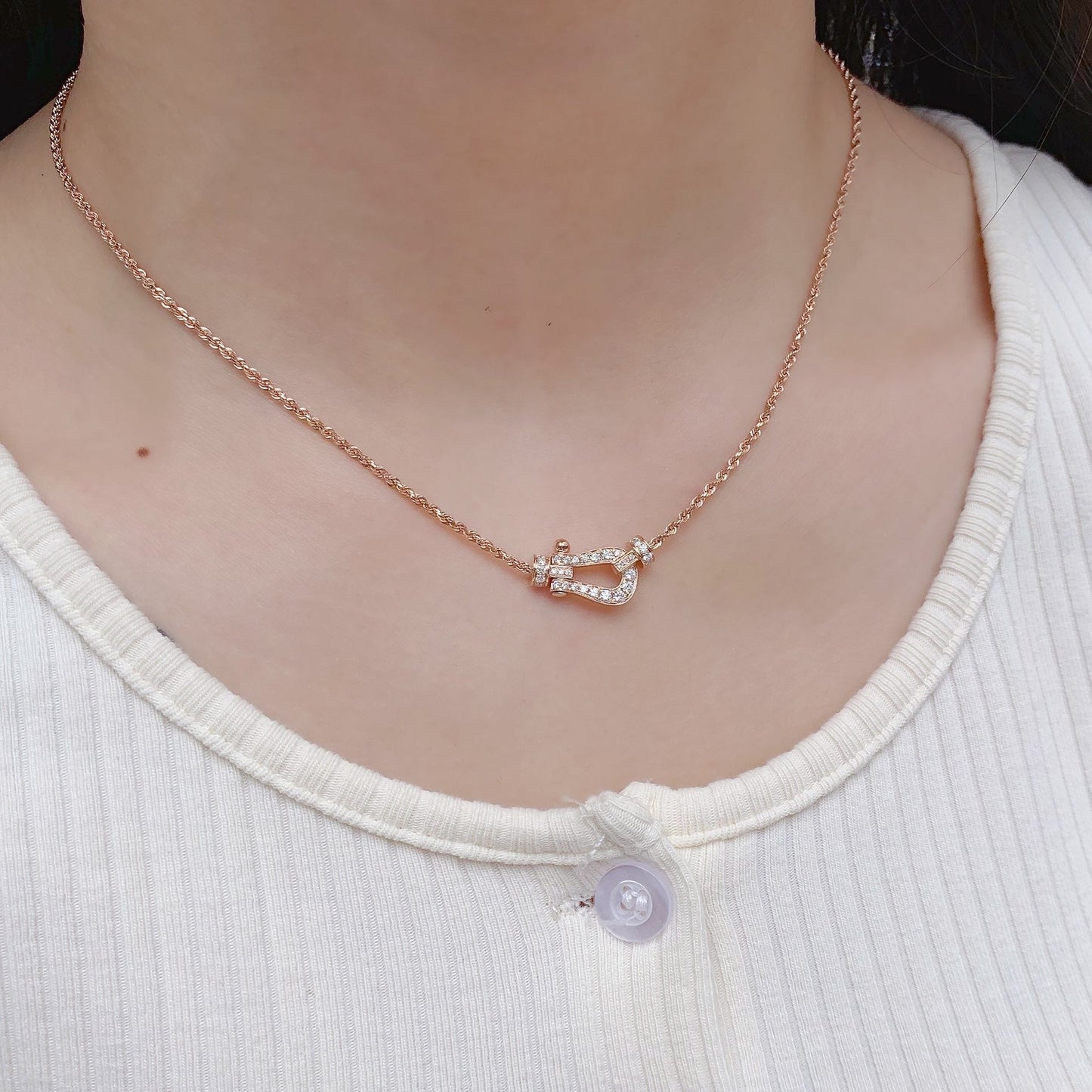 [Charm Aries Jewelry]FORCE 10 PINK GOLD DIAMOND NECKLACE