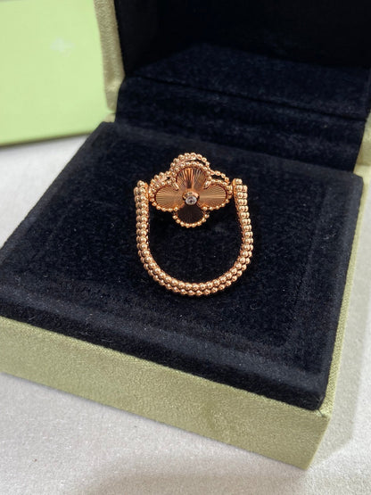 [Charm Aries Jewelry]CLOVER RIVERSIBLE ROSE GOLD RING