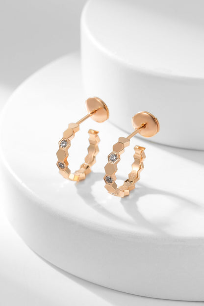 [Charm Aries Jewelry]BEE LOVE DIAMOND HOOP EARRINGS