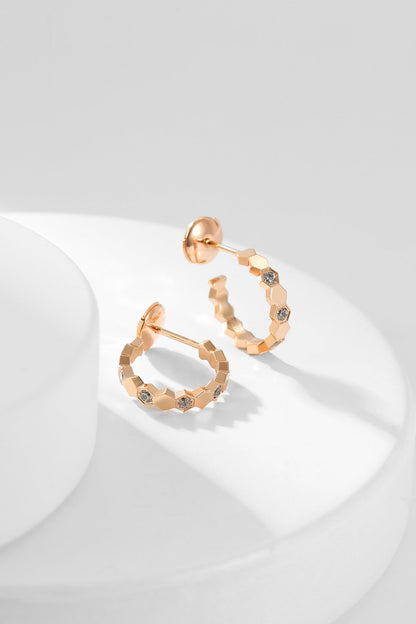 [Charm Aries Jewelry]BEE LOVE DIAMOND HOOP EARRINGS