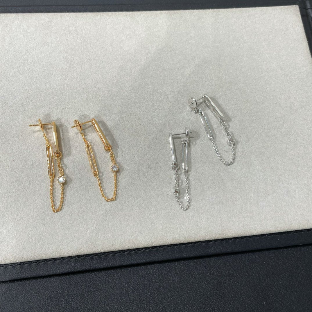 [Charm Aries Jewelry]CHAINE CHAOS DIAMOND DROP EARRINGS
