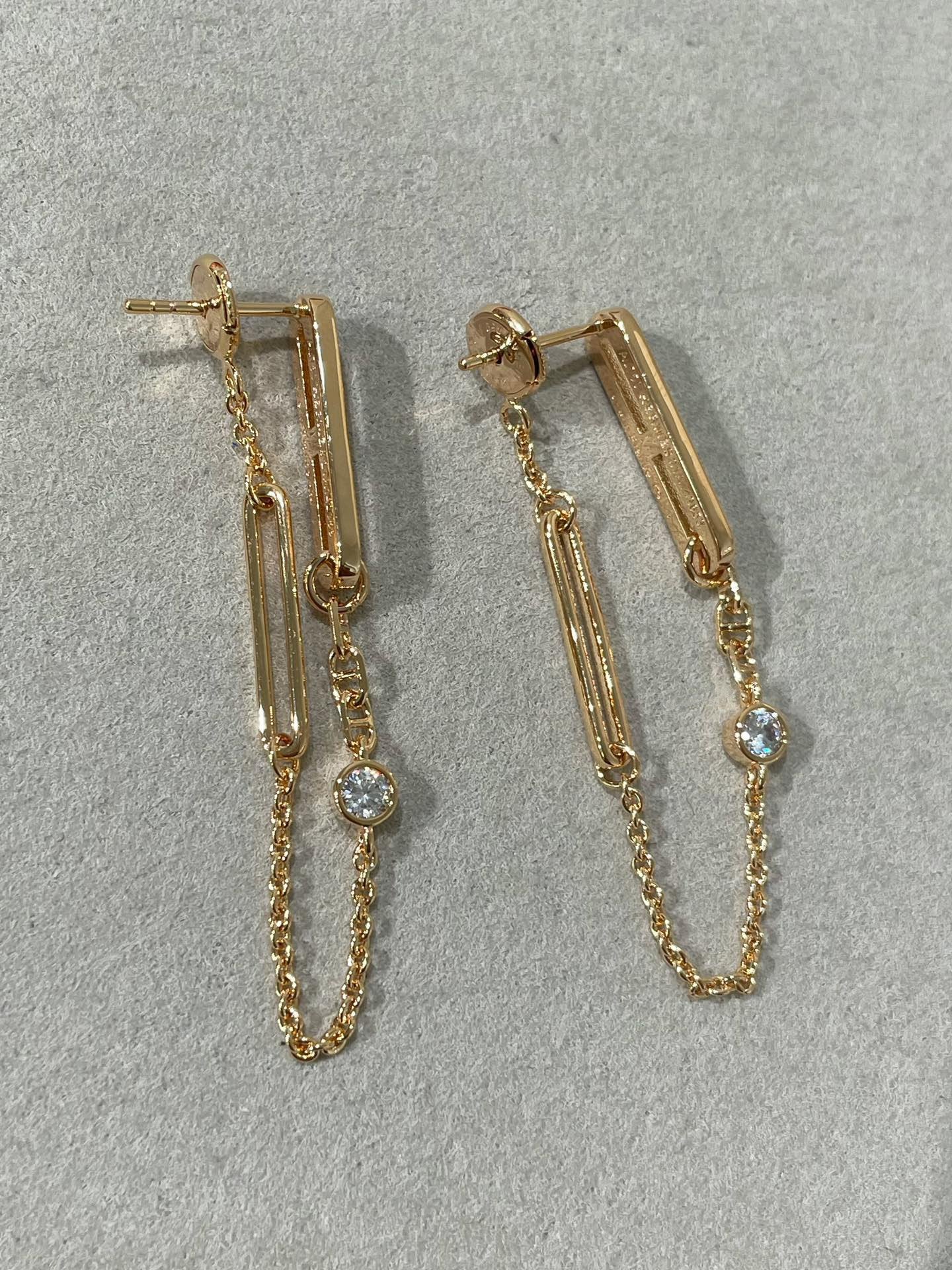 [Charm Aries Jewelry]CHAINE CHAOS DIAMOND DROP EARRINGS